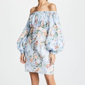 zimmermann bobbie shoulder dress floral puff sleeve vintage cottagecore mini XS